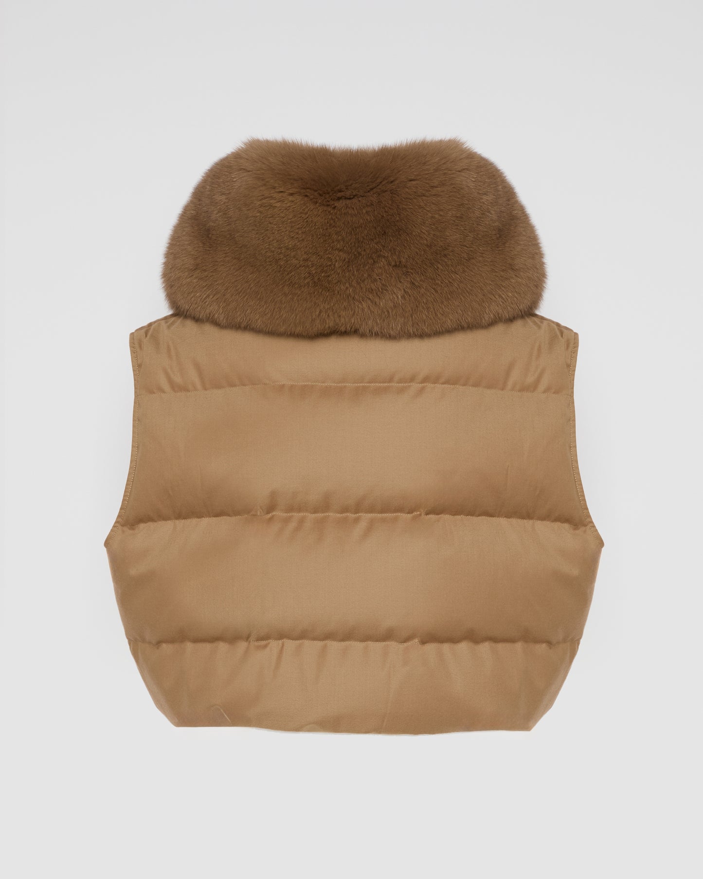 Flannel gilet with fox fur collar