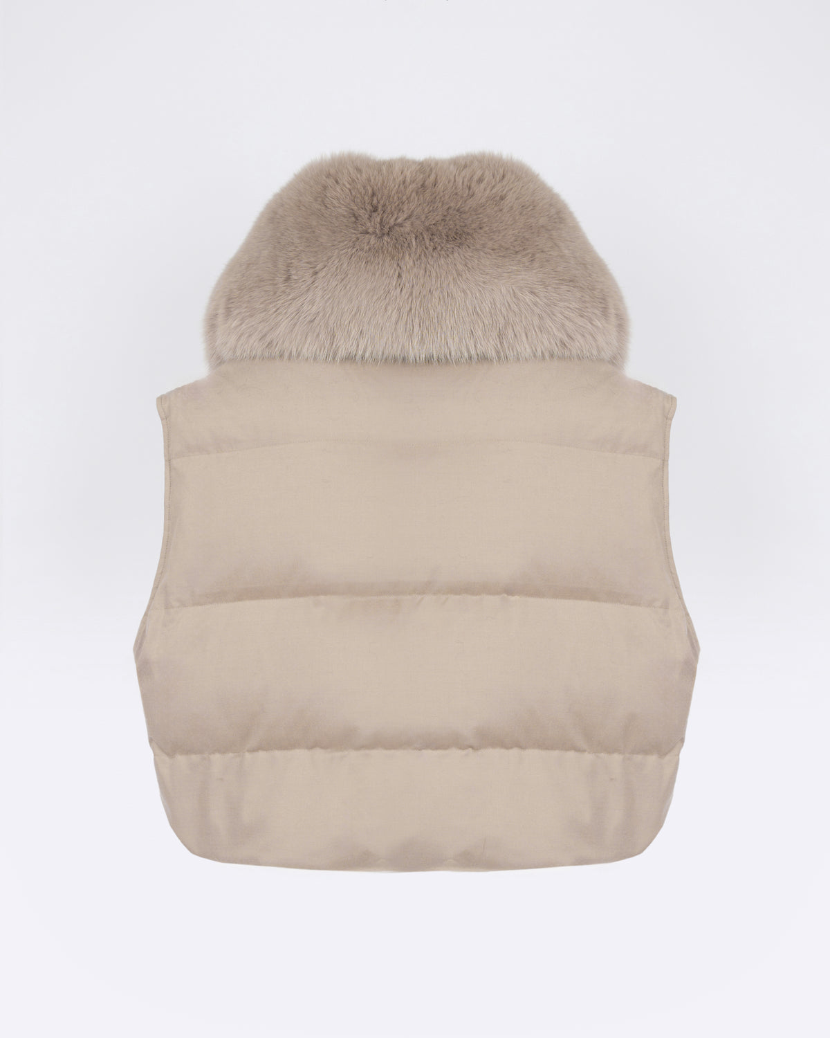 Gilet en flanelle avec col en fourrure de renard - Yves Salomon - Nouvelle collection Automne Hiver