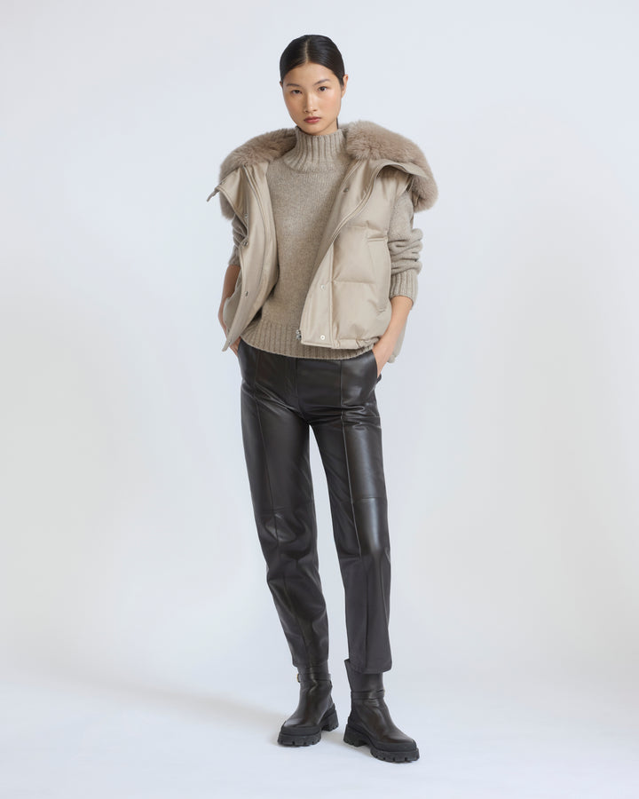 Gilet en flanelle avec col en fourrure de renard