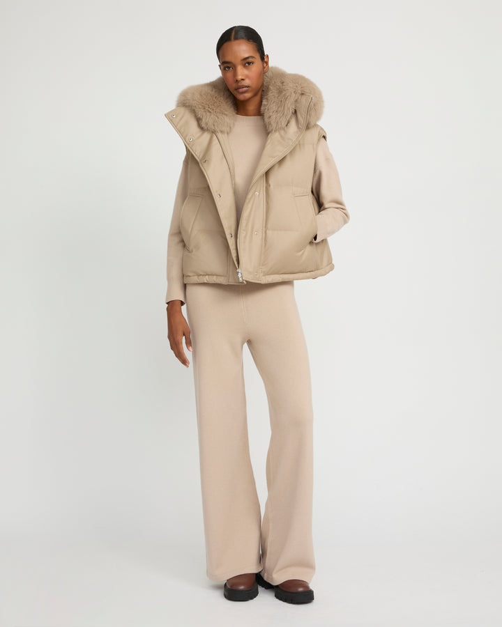 Gilet en flanelle avec col en fourrure de renard