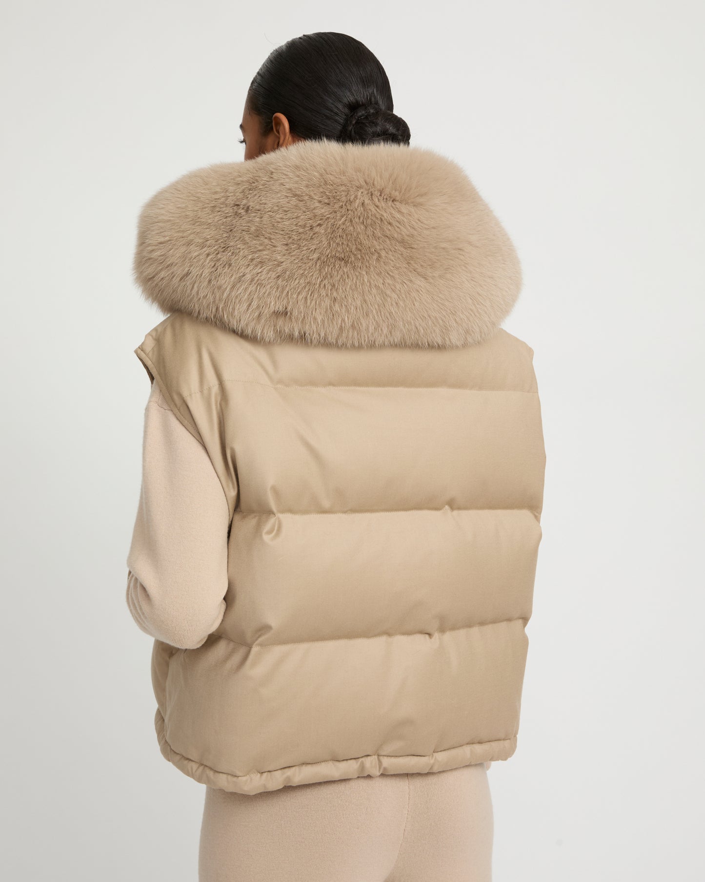 Gilet en flanelle avec col en fourrure de renard