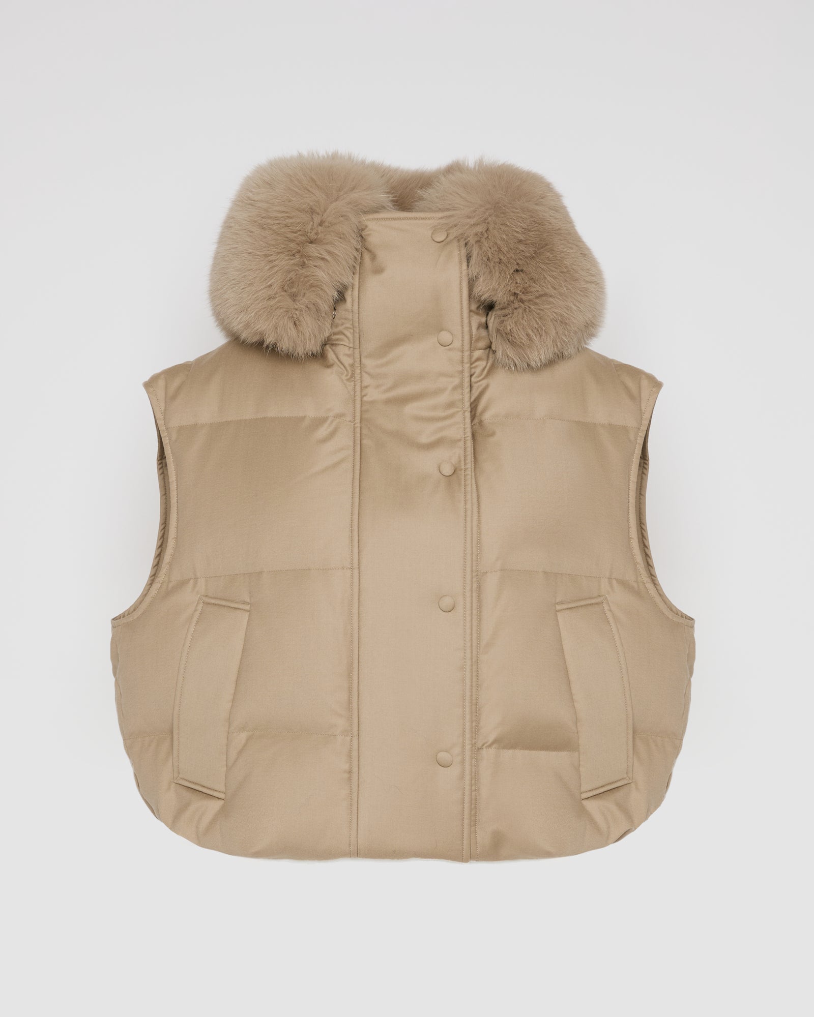 Flannel gilet with fox fur collar – Yves Salomon