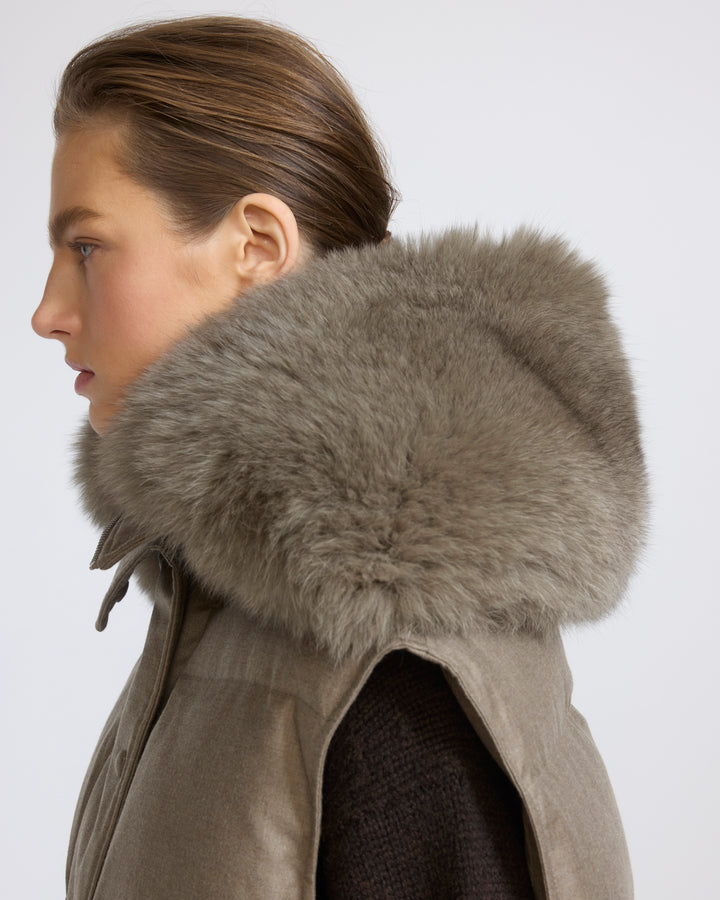 Gilet en flanelle avec col en fourrure de renard
