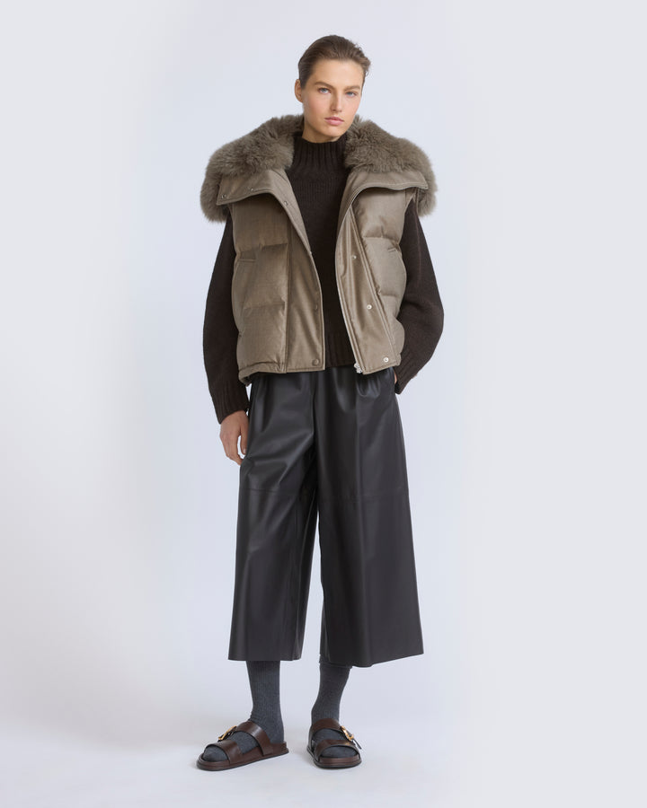 Gilet en flanelle avec col en fourrure de renard