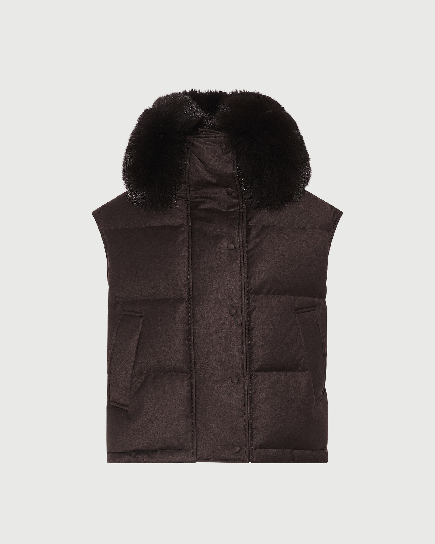 Gilet en flanelle avec col en fourrure de renard- Yves Salomon - Nouvelle collection Automne Hiver