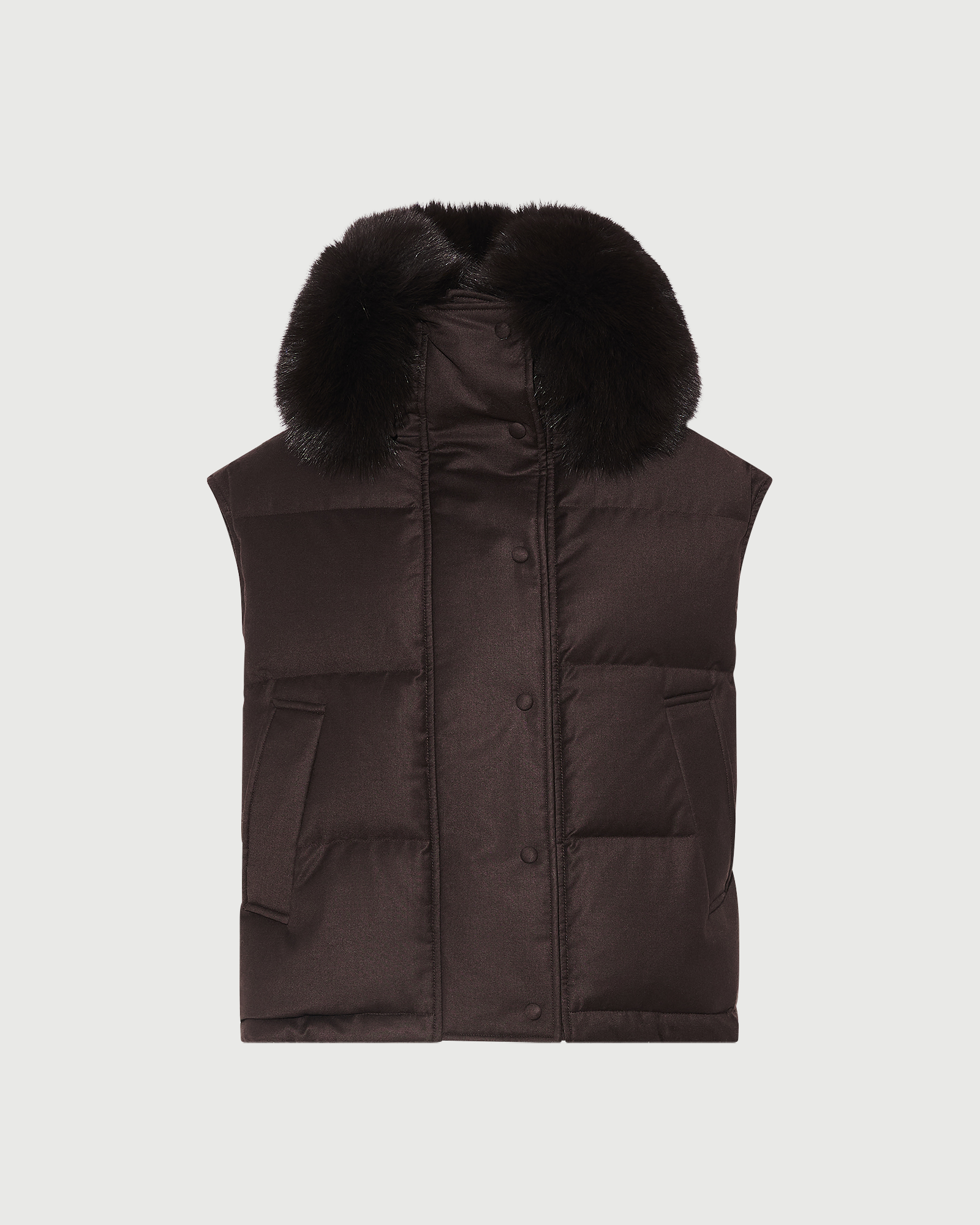 Gilet en flanelle avec col en fourrure de renard- Yves Salomon - Nouvelle collection Automne Hiver