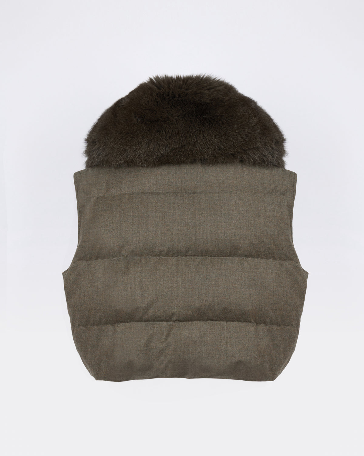 Gilet en flanelle avec col en fourrure de renard - Yves Salomon - Nouvelle collection Automne Hiver