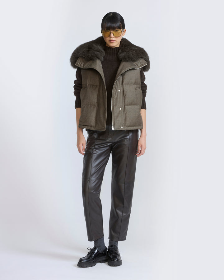 Gilet en flanelle avec col en fourrure de renard