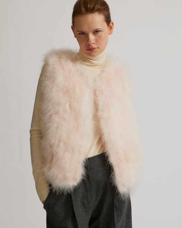 Gilet court en plumes