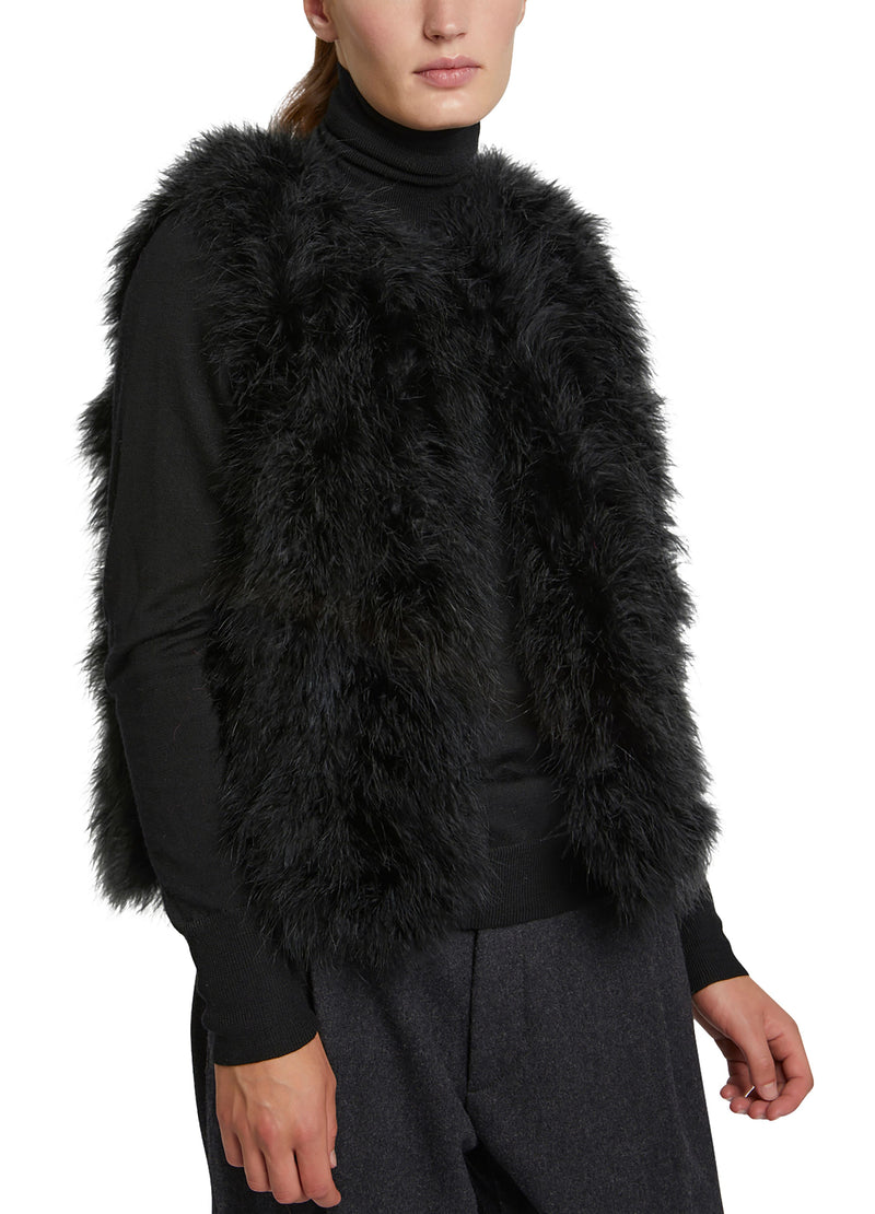 Gilet court en plumes
