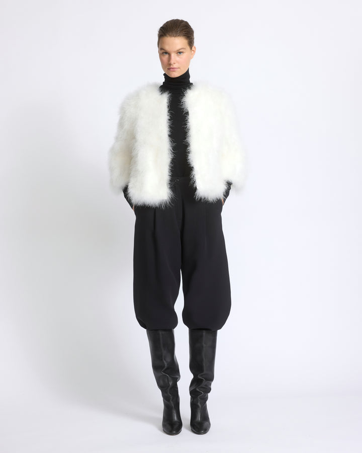 Veste courte en plumes - Yves Salomon - Nouvelle collection Automne Hiver