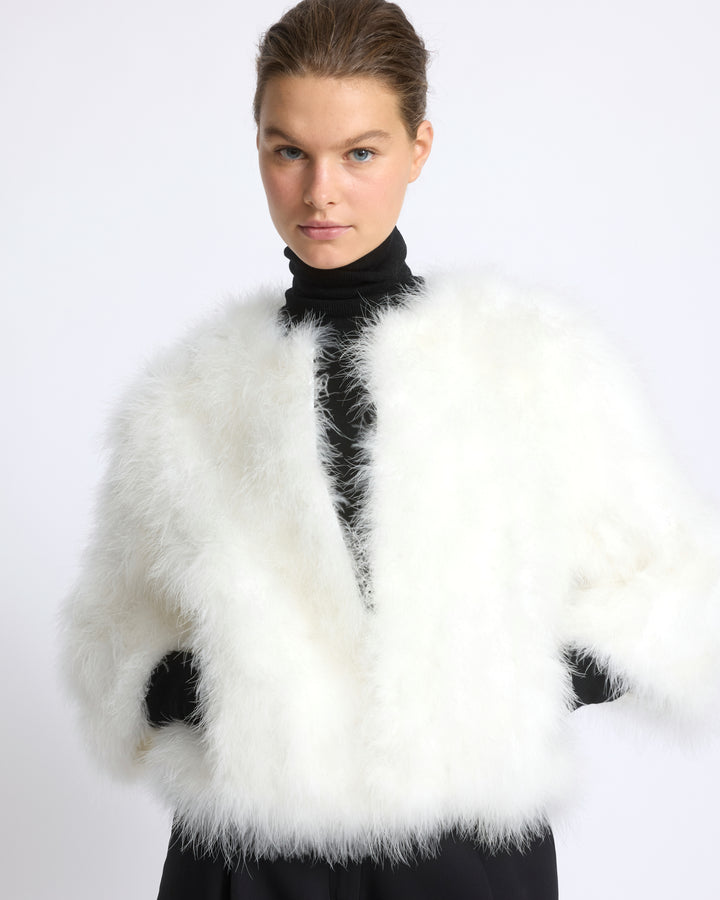 Veste courte en plumes - Yves Salomon - Nouvelle collection Automne Hiver