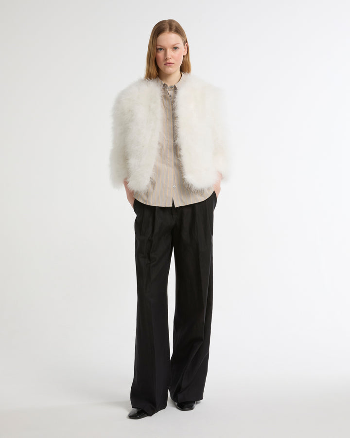 Veste courte en plumes -Yves salomon - Nouvelle collection Printemps Été