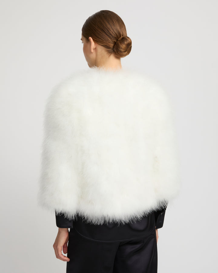 Veste courte en plumes