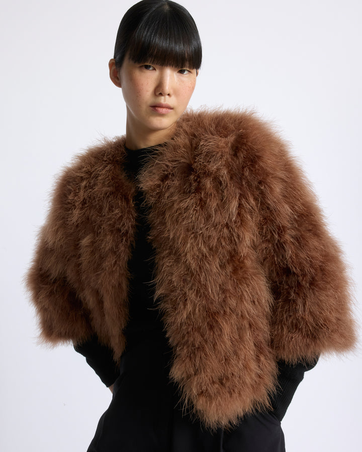 Veste courte en plumes - Yves Salomon - Nouvelle collection Automne Hiver