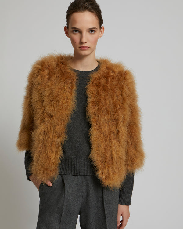 Veste courte en plumes