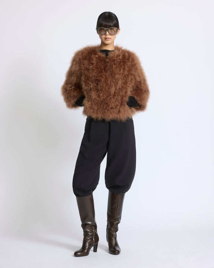 Veste courte en plumes - Yves Salomon - Nouvelle collection Automne Hiver