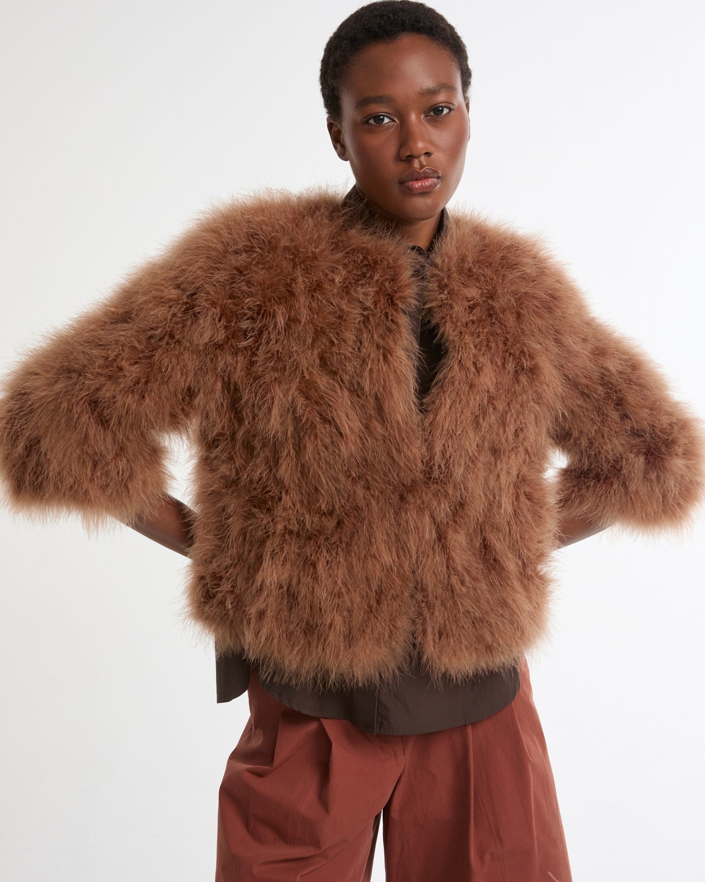 Veste courte en plumes -Yves salomon - Nouvelle collection Printemps Été