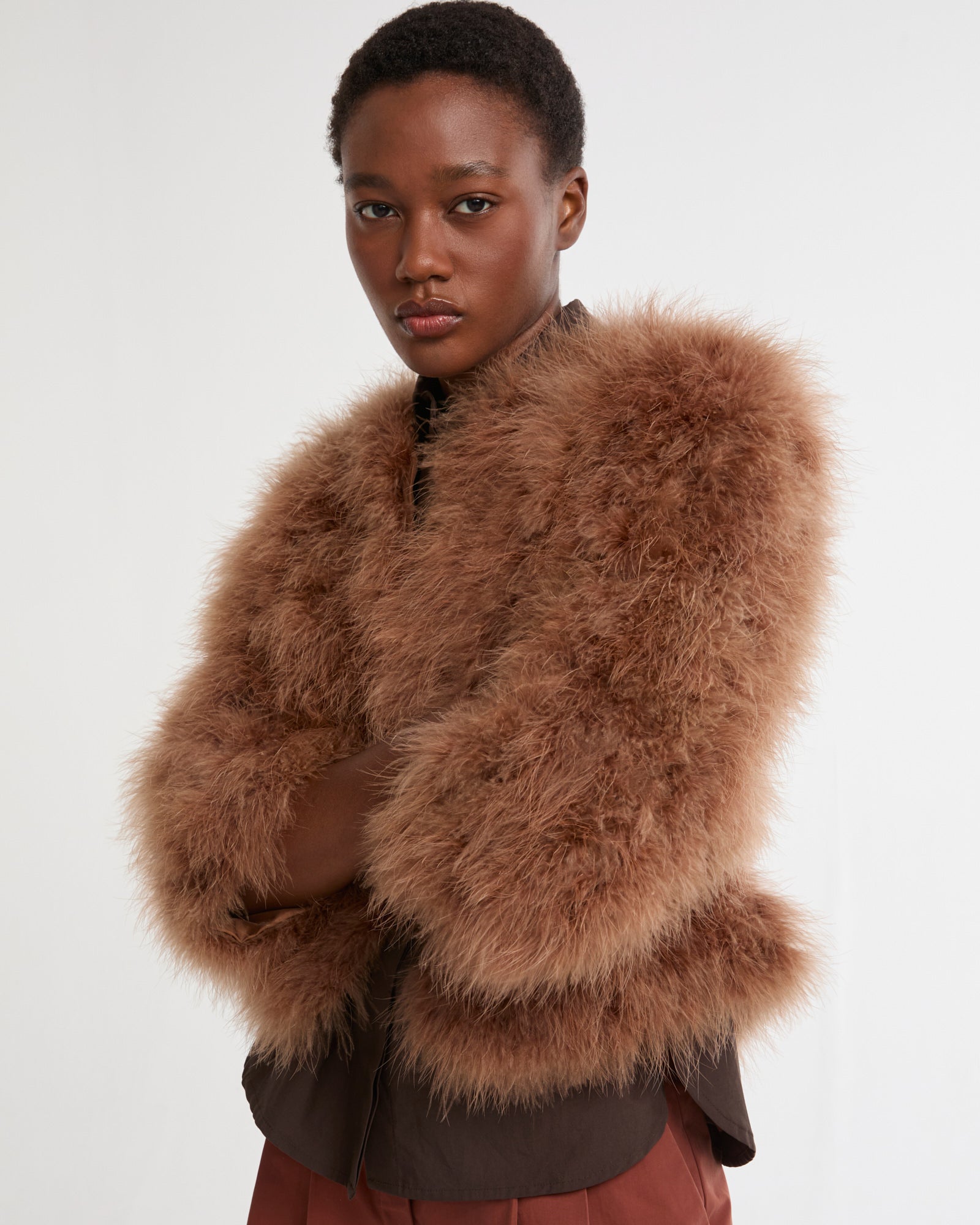 Veste courte en plumes -Yves salomon - Nouvelle collection Printemps Été