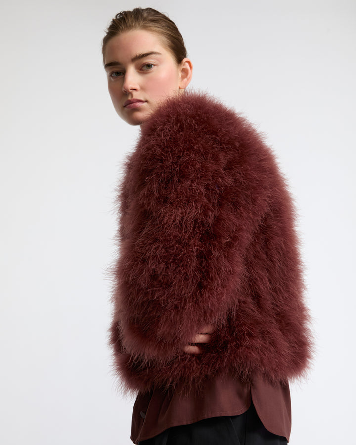 Veste courte en plumes- Yves Salomon - Nouvelle collection Automne Hiver
