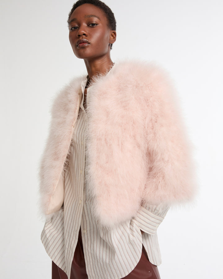 Veste courte en plumes -Yves salomon - Nouvelle collection Printemps Été