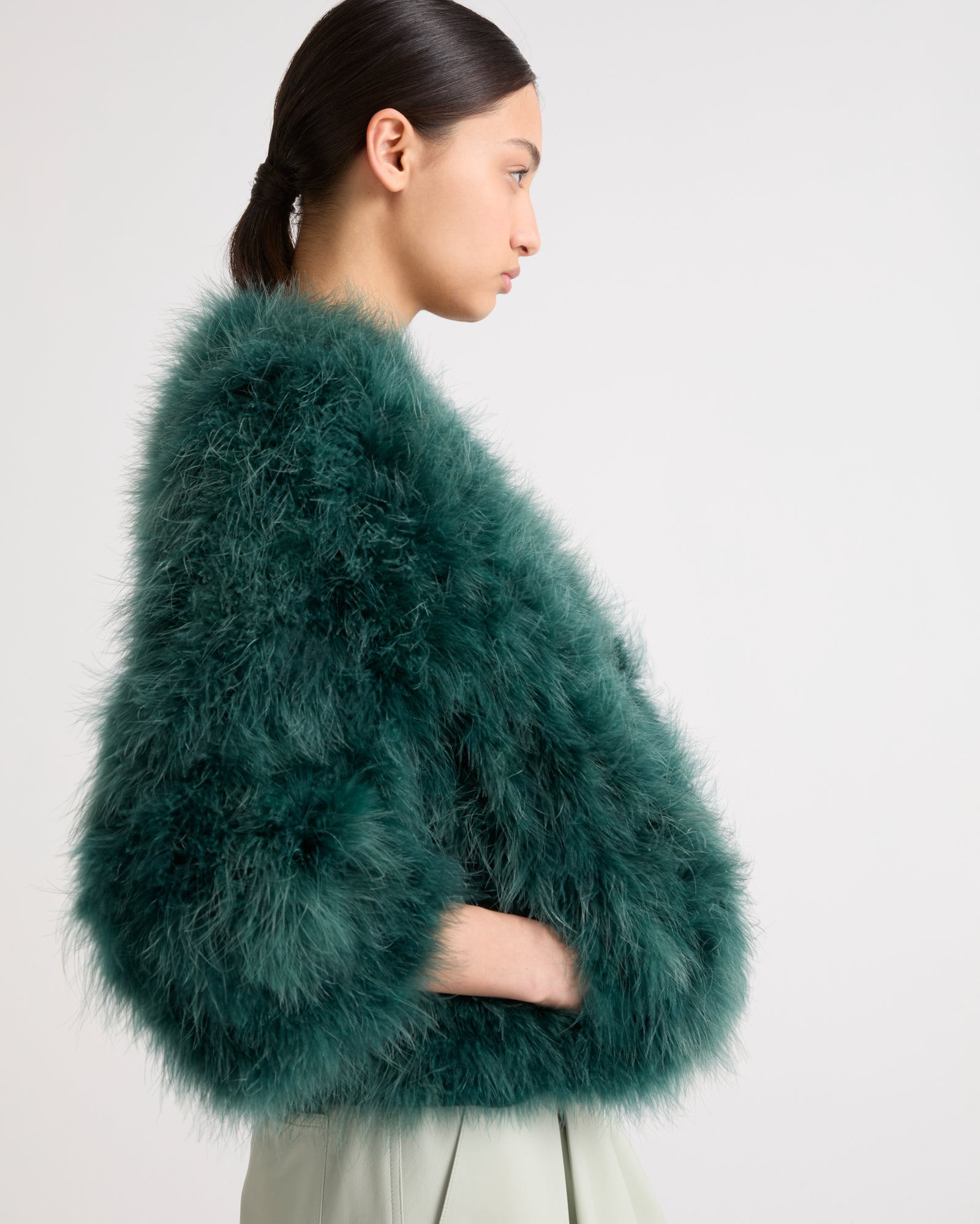 Cropped feather jacket - Purple - Yves Salomon