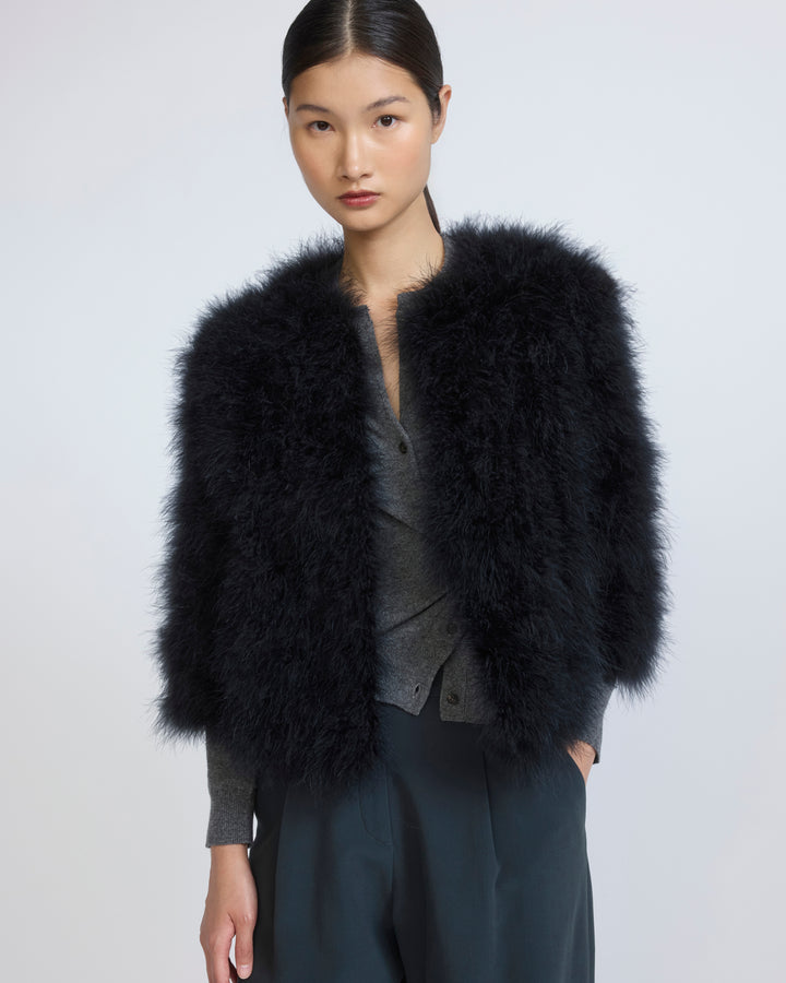 Veste courte en plumes