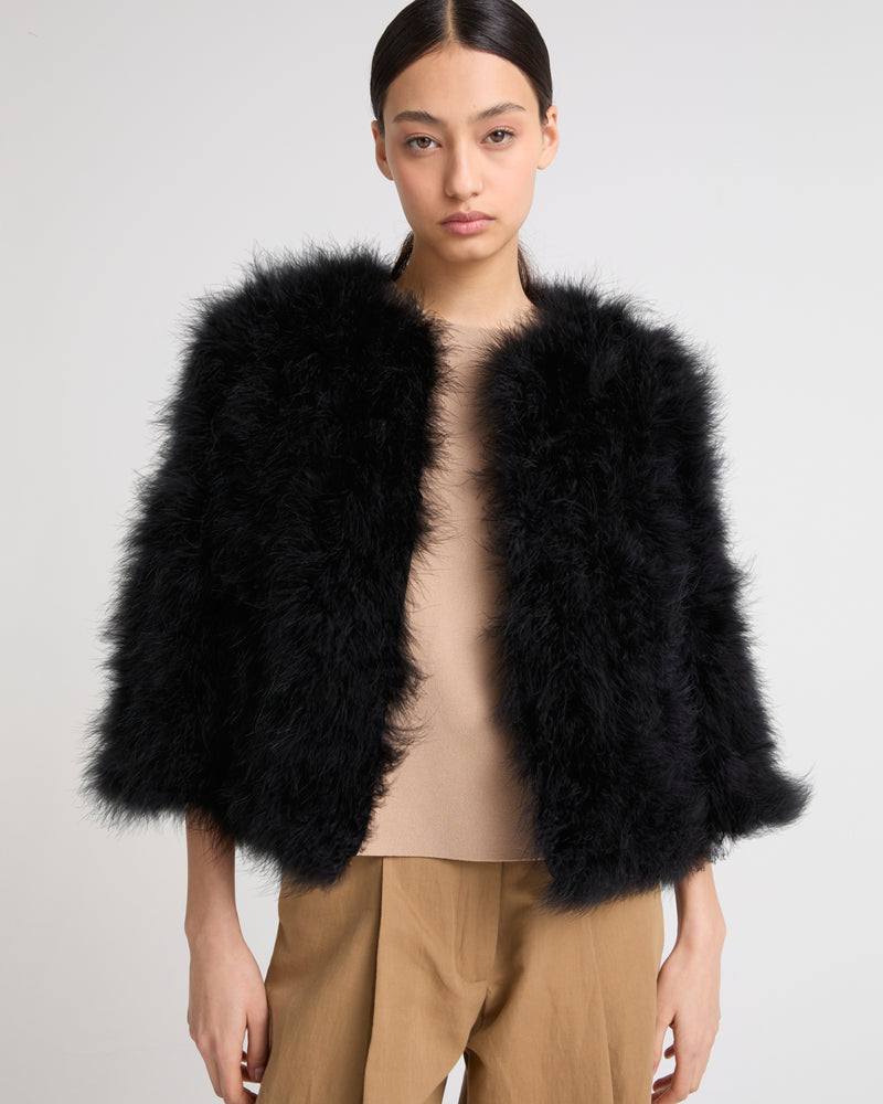 Veste courte en plumes