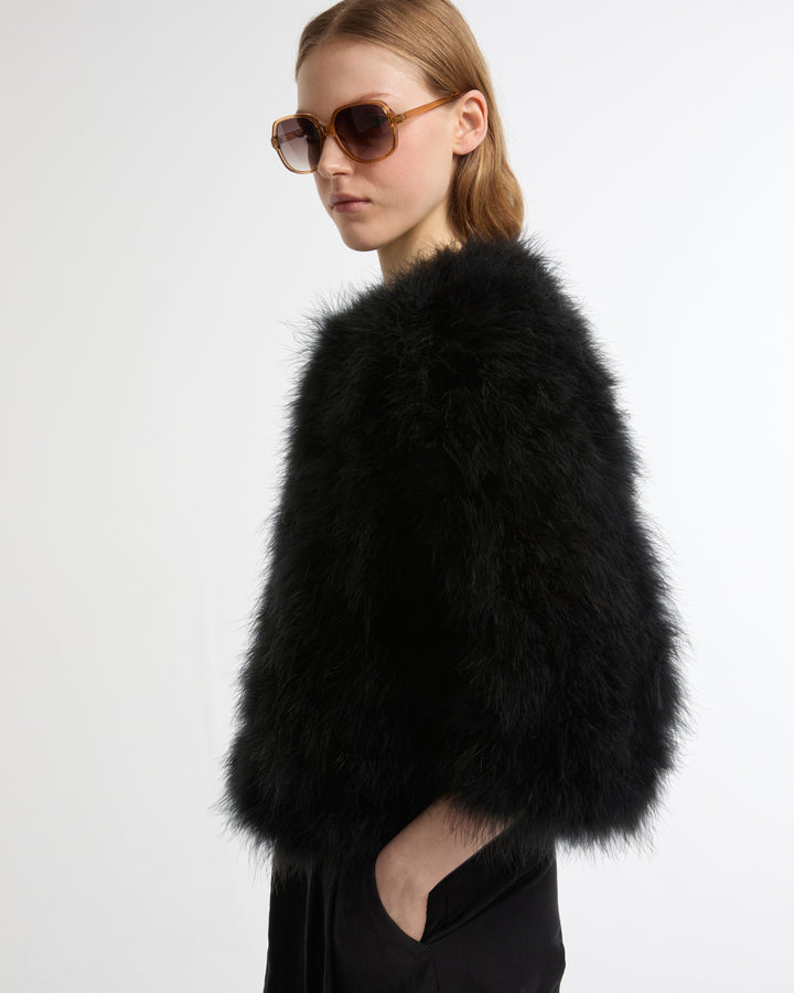 Veste courte en plumes -Yves salomon - Nouvelle collection Printemps Été