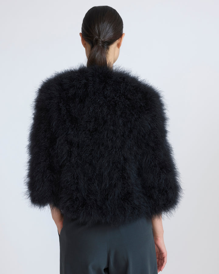 Veste courte en plumes