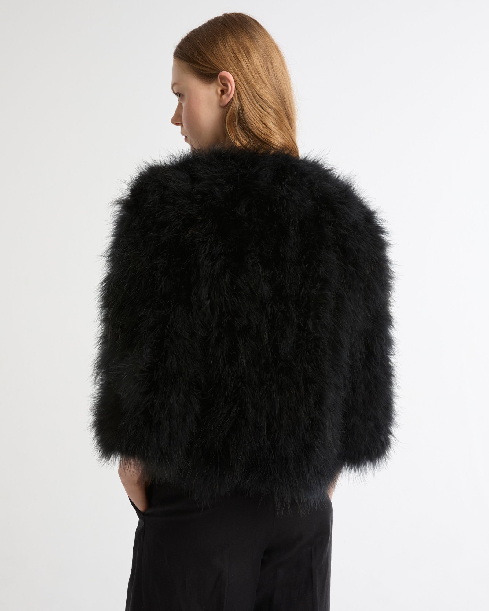 Veste courte en plumes -Yves salomon - Nouvelle collection Printemps Été