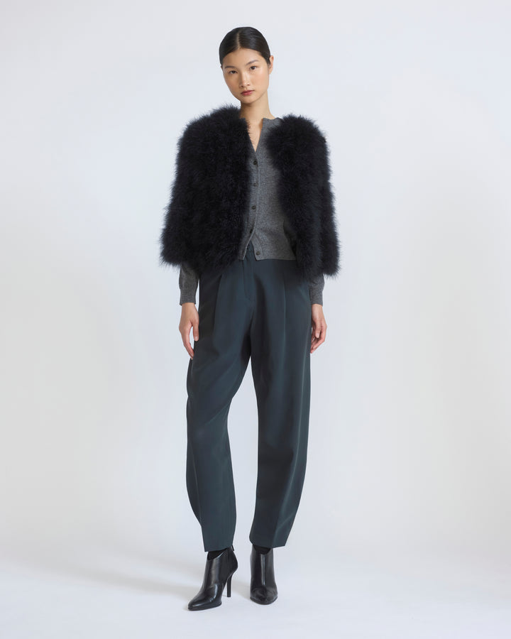 Veste courte en plumes