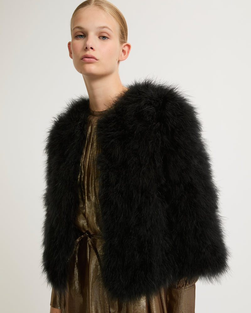 Cropped feather jacket sales