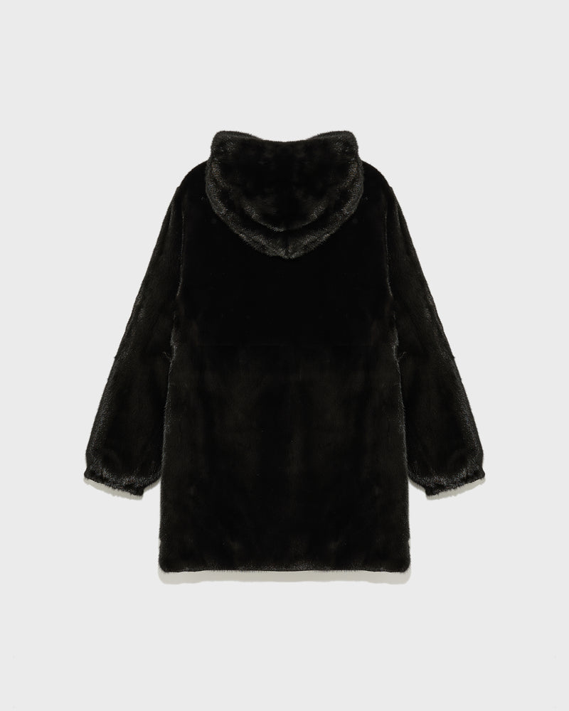 Parka longue réversible en tissu technique et fourrure de vison