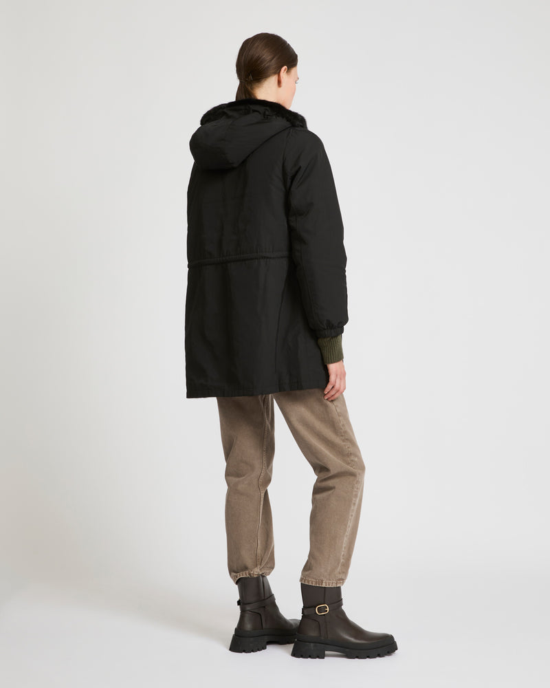 Parka longue réversible en tissu technique et fourrure de vison