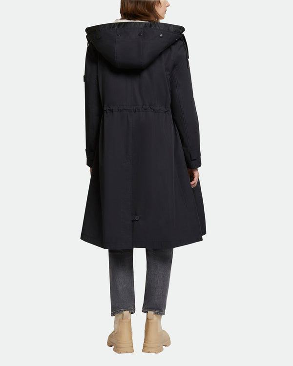 Parka en coton mélangé imperméable et doublure en peau lainée