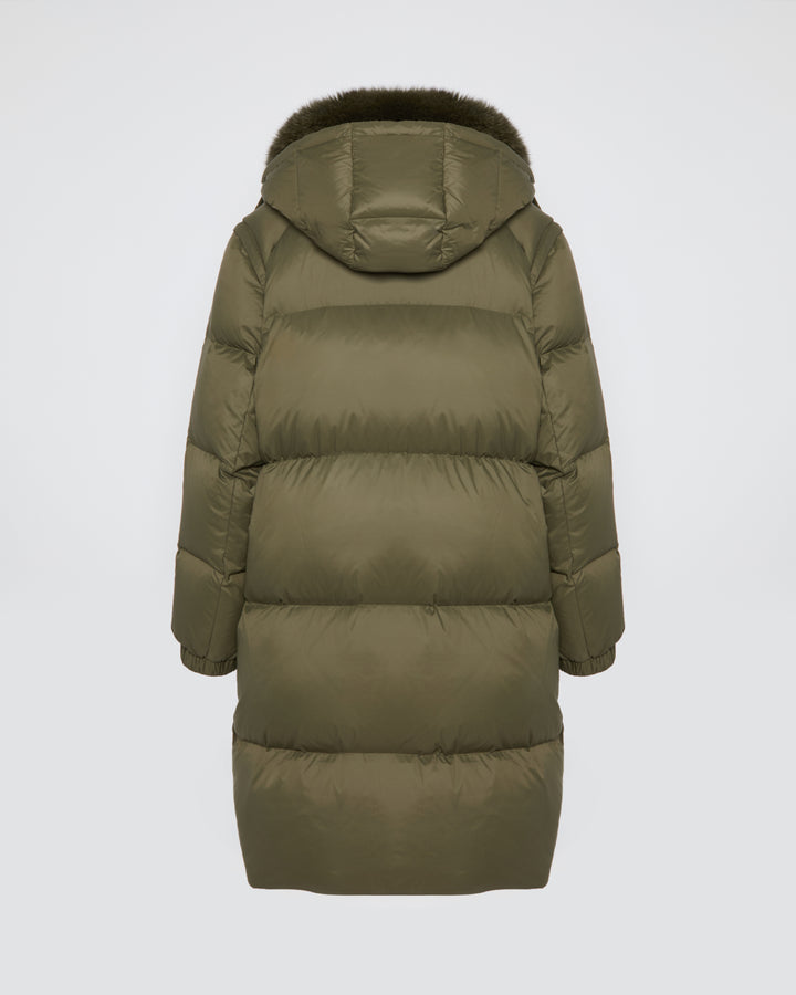 Doudoune 7/8 avec col en fourrure de renard