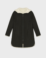 Parka réversible en tissu technique déperlant et peau lainée mérinillo