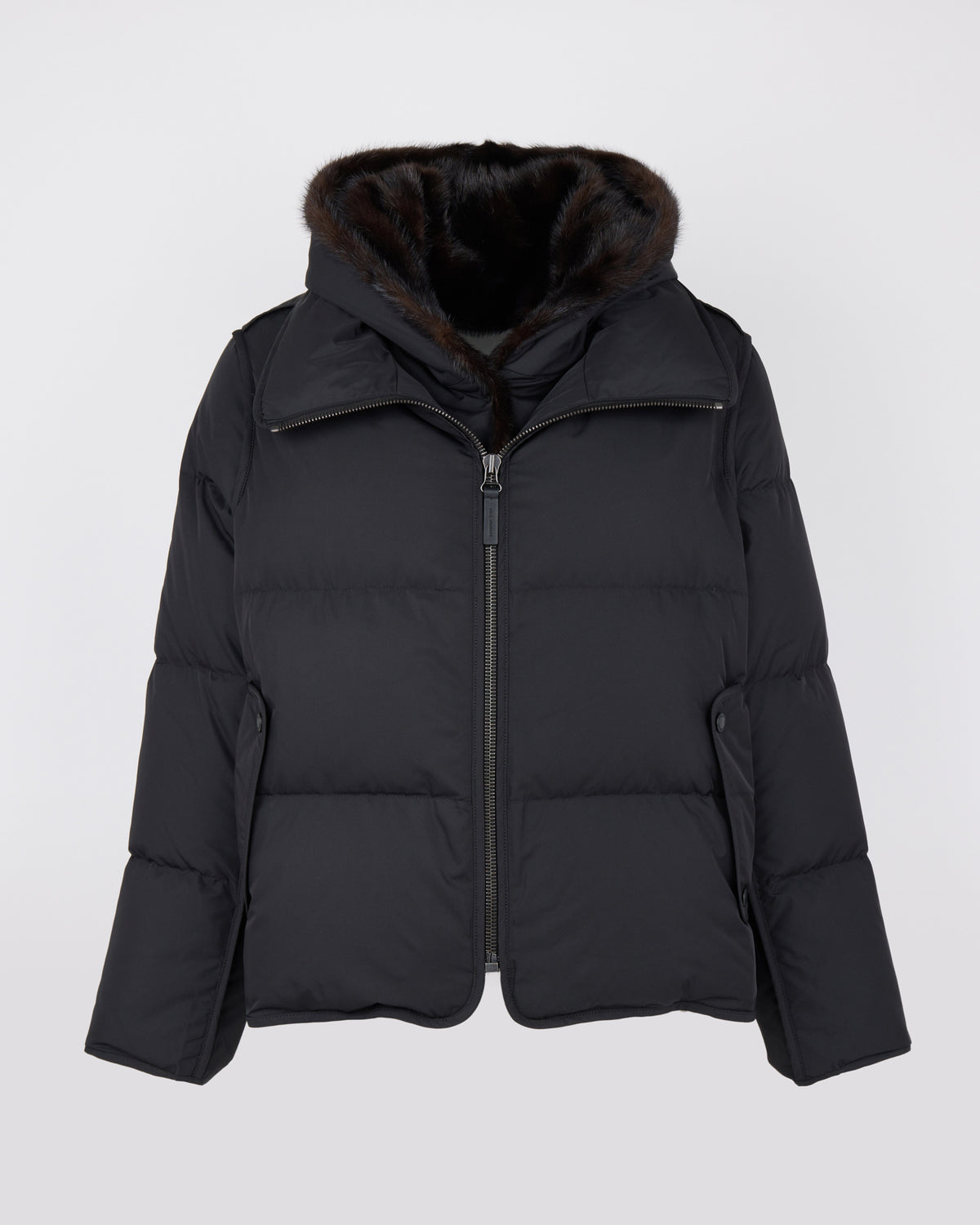 Doudoune "A" line iconique avec plastron et fourrure de vison - Yves Salomon - Nouvelle collection Automne Hiver