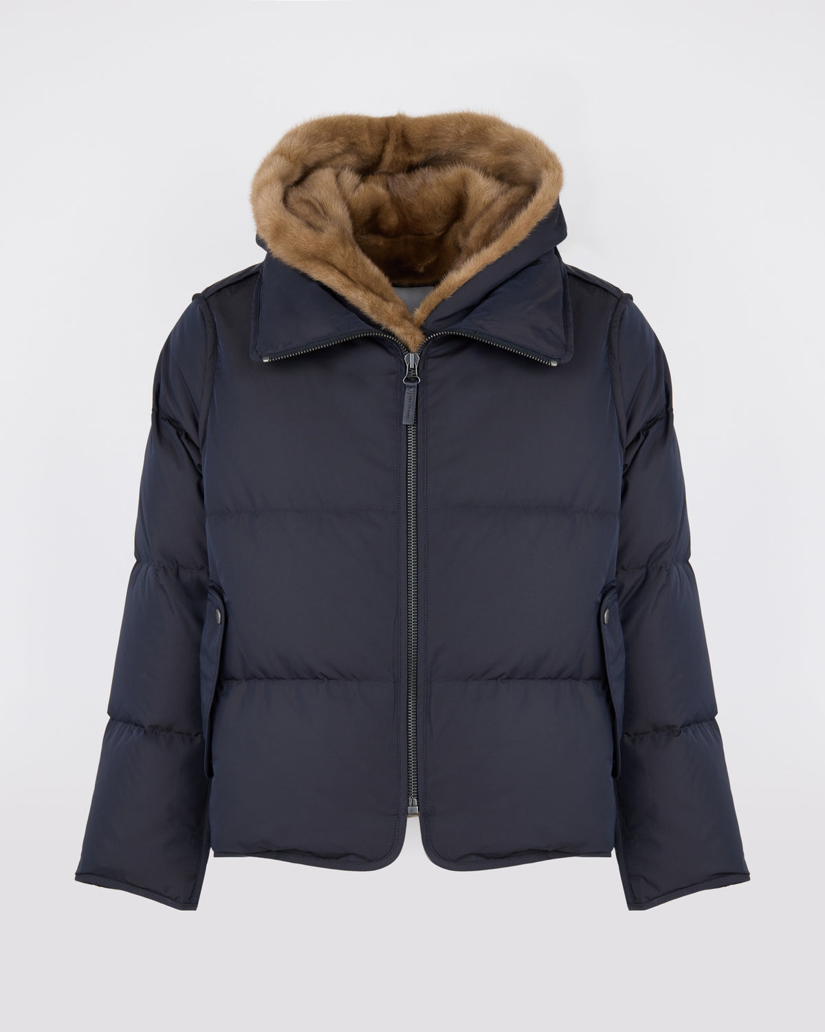 Doudoune "A" line iconique avec plastron et fourrure de vison - Yves Salomon - Nouvelle collection Automne Hiver