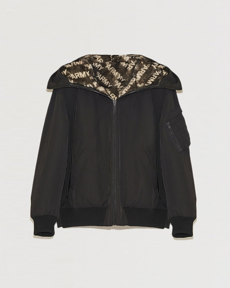 Bomber en tissu technique réversible en peau lainée d'agneau-Yves Salomon - Soldes d'hiver - Winter Sale