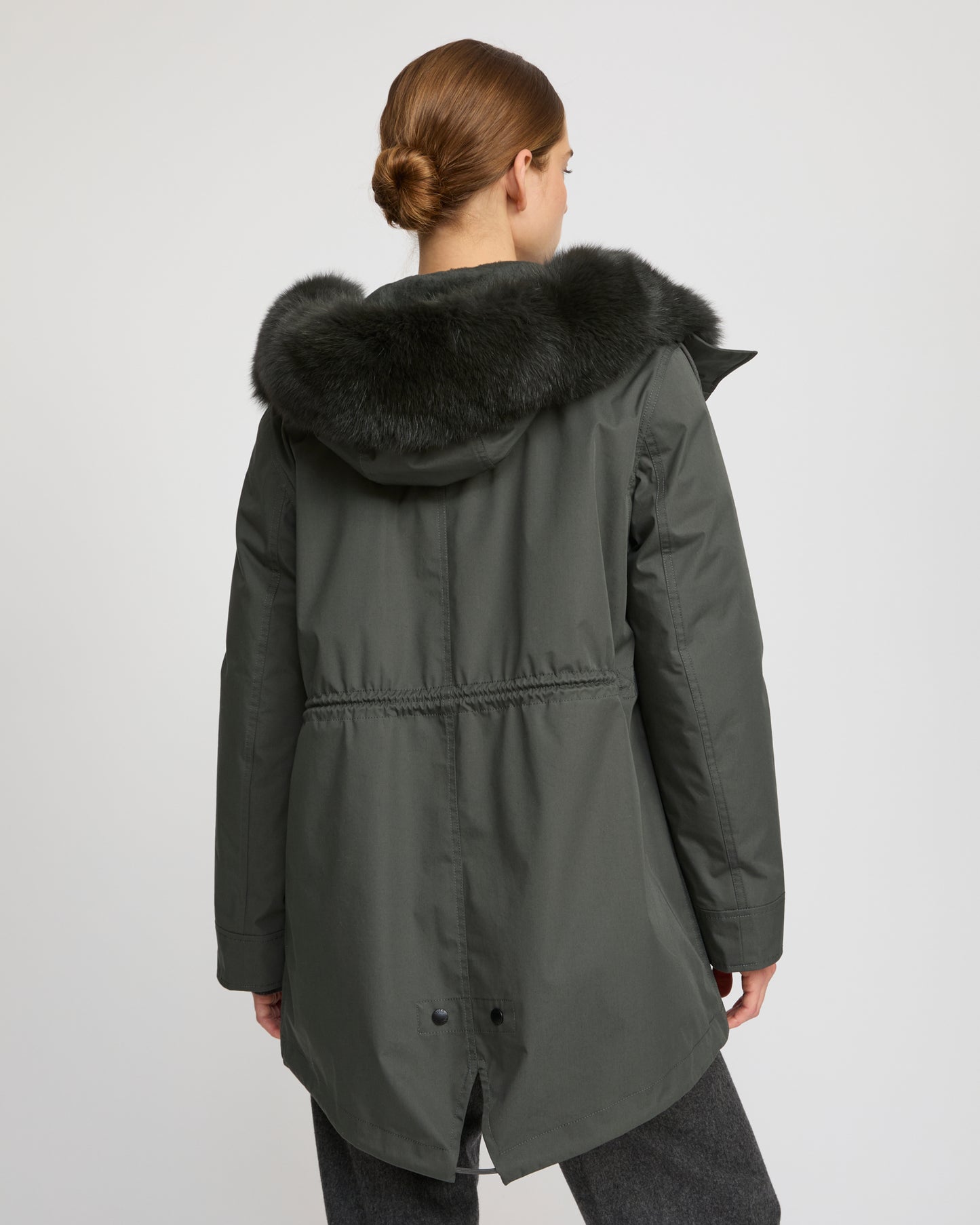 Parka Iconique courte en coton mélangé imperméable avec fourrure de renard et lapin