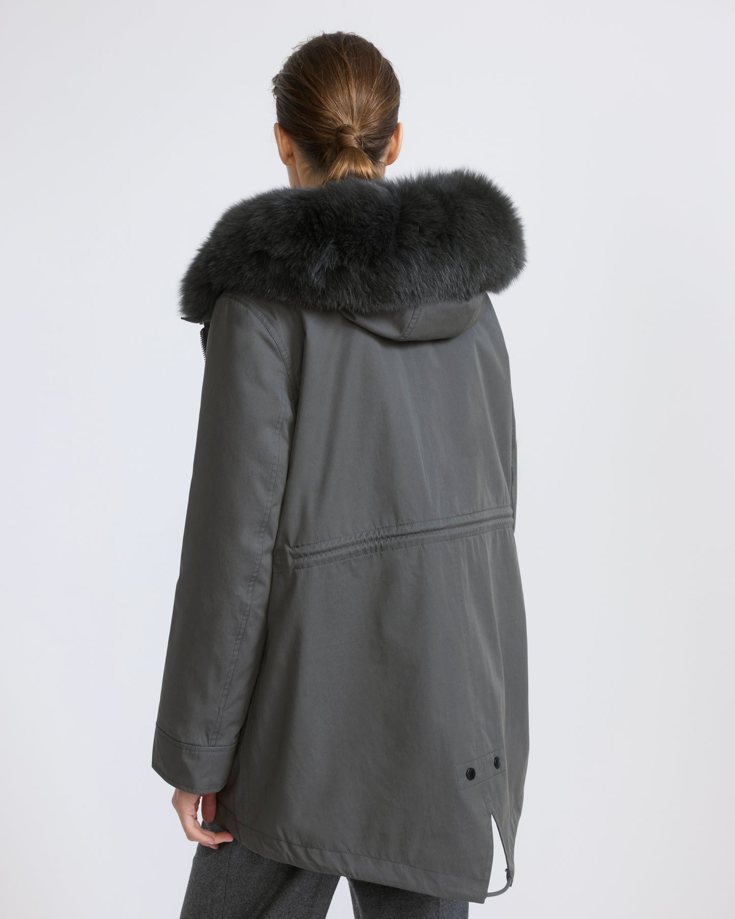 Short Iconic parka in waterproof cotton blend with fox and rabbit fur