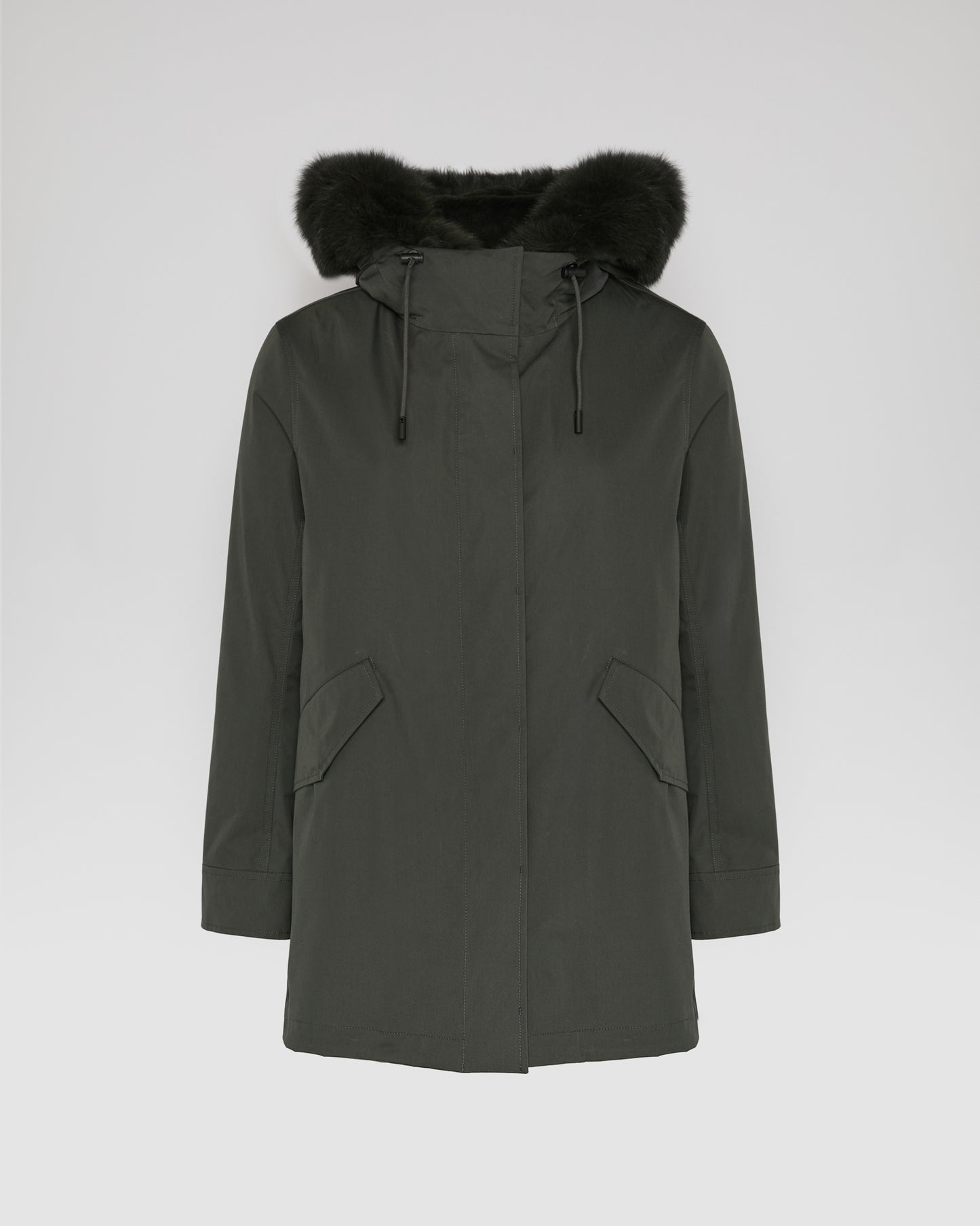 Parka Iconique courte en coton mélangé imperméable avec fourrure de renard et lapin