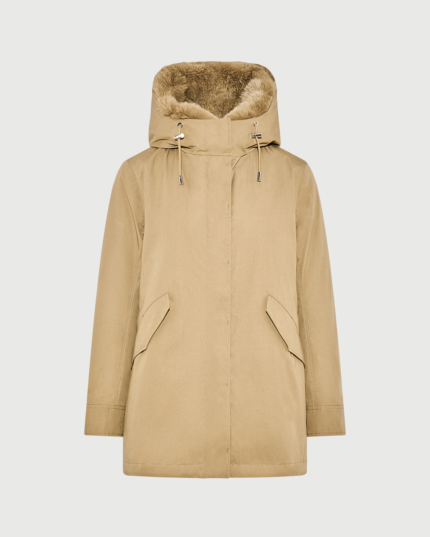 Parka Iconique courte en coton mélangé imperméable avec fourrure de renard et lapin- Yves Salomon - Nouvelle collection Automne Hiver