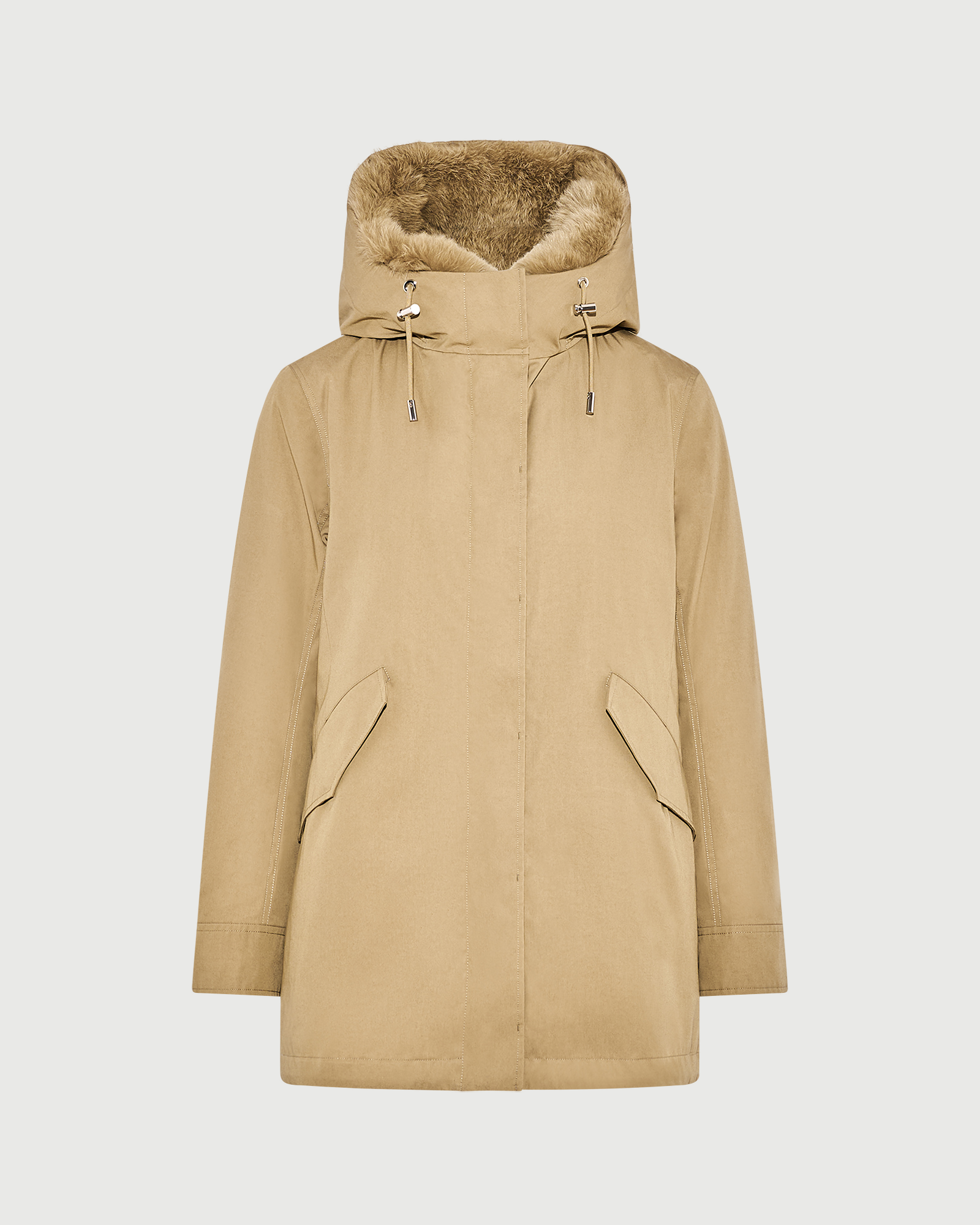 Parka Iconique courte en coton mélangé imperméable avec fourrure de renard et lapin- Yves Salomon - Nouvelle collection Automne Hiver