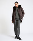 Short Iconic parka in waterproof cotton blend with fox and rabbit fur