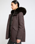 Parka Iconique courte en coton mélangé imperméable avec fourrure de renard et lapin