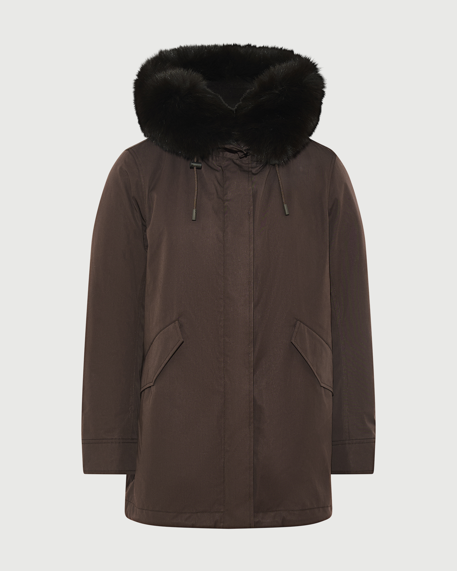 Parka Iconique courte en coton mélangé imperméable avec fourrure de renard et lapin- Yves Salomon - Nouvelle collection Automne Hiver