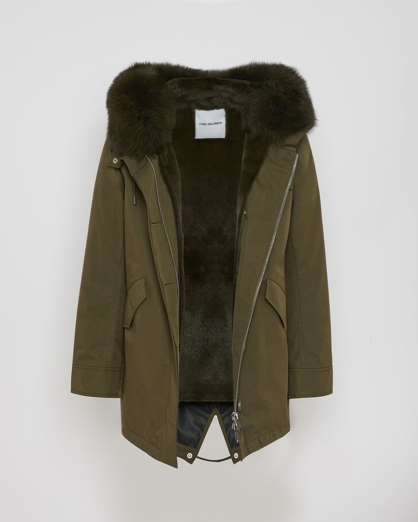 Parka Iconique courte en coton mélangé imperméable avec fourrure de renard et lapin